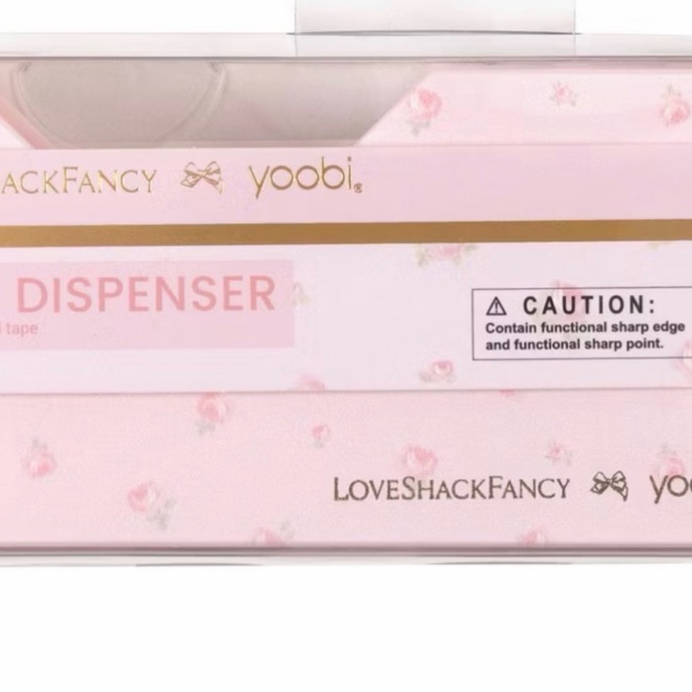 LoveShackFancy Pink Floral Tape Dispenser with Gold Accents
